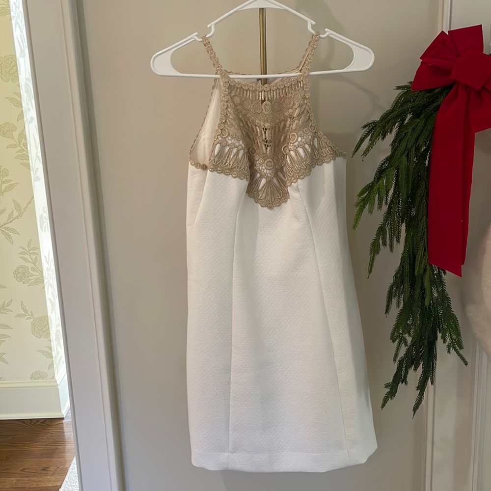 Lily Pulitzer gold and white dress size 4